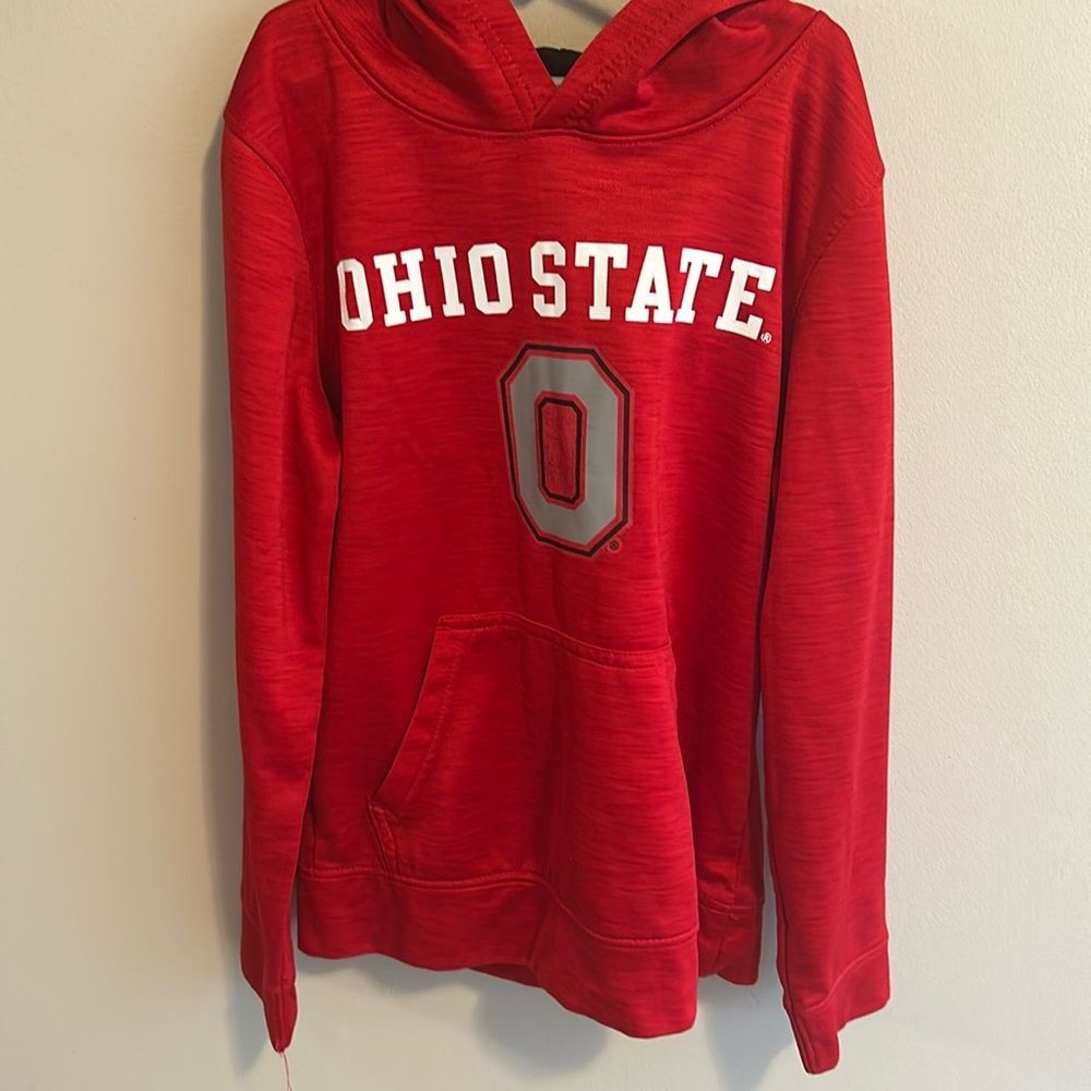 Colosseum Ohio State Buckeyes Youth Red Space Dye Performance Pullover Hoodie L